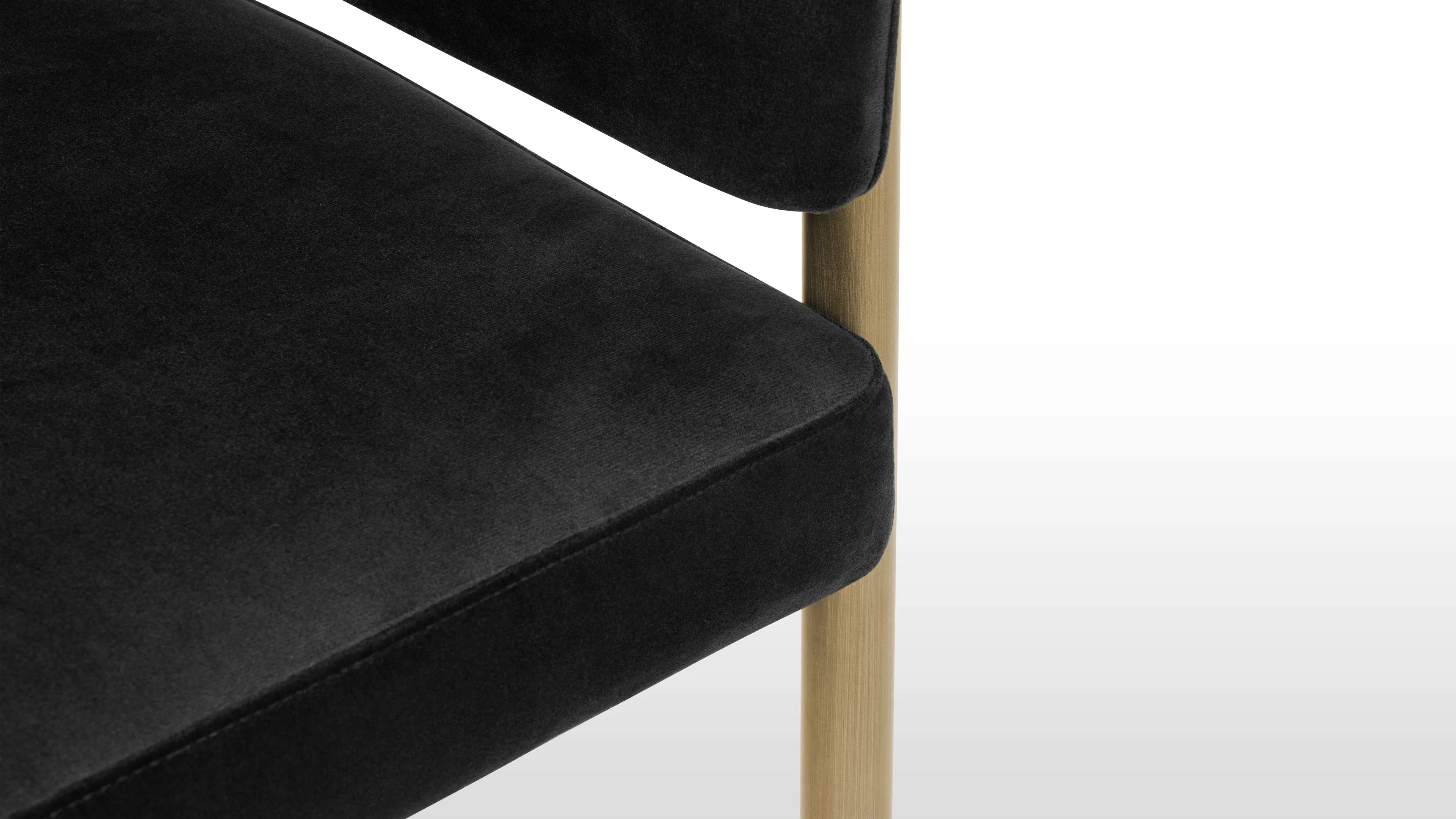 Esme - Esme Dining Chair, Black Plush Velvet and Brushed Brass