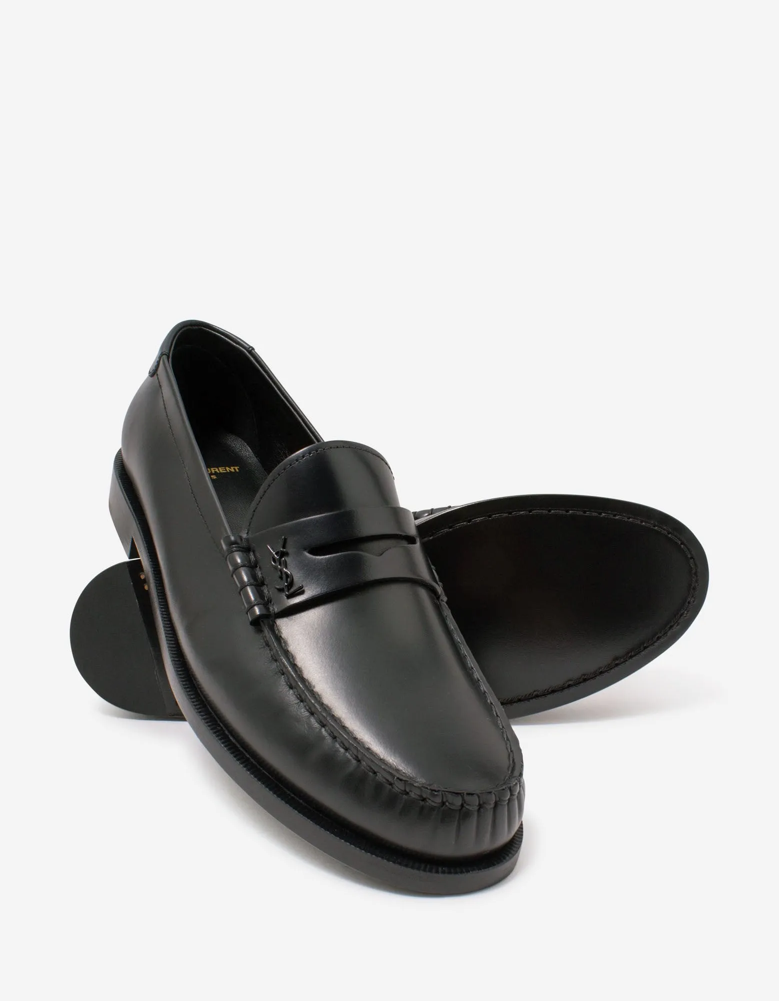 Le Loafer Black Leather Penny Slippers