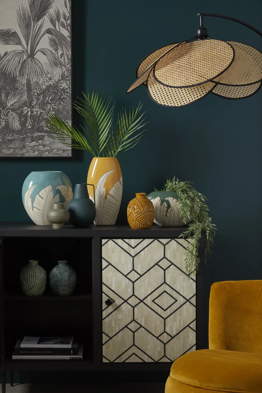 Roselia Floor Lamp - Natural & Black